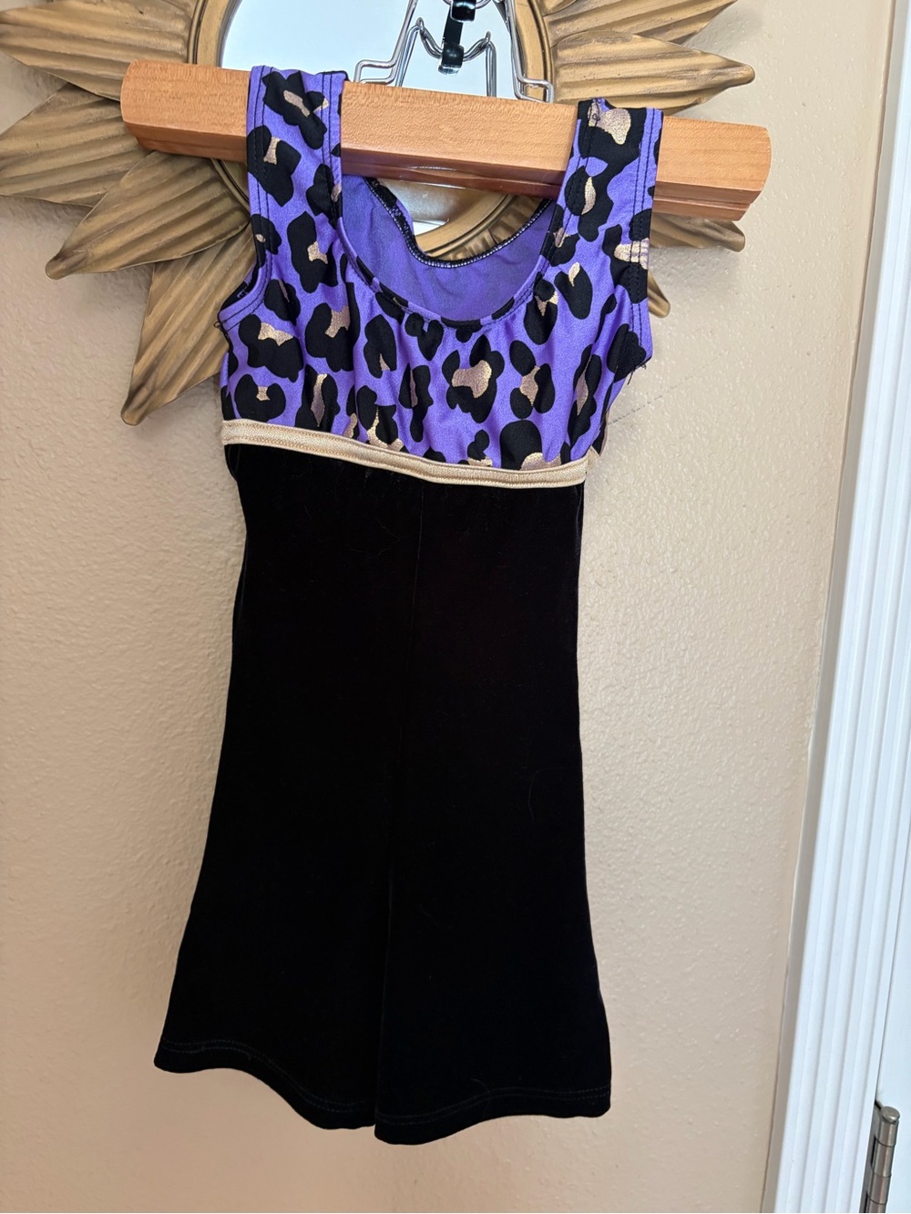 CUTE Vintage Destria Gymnast Outfit for a Little Girl SZ XS Velvet Animal Print